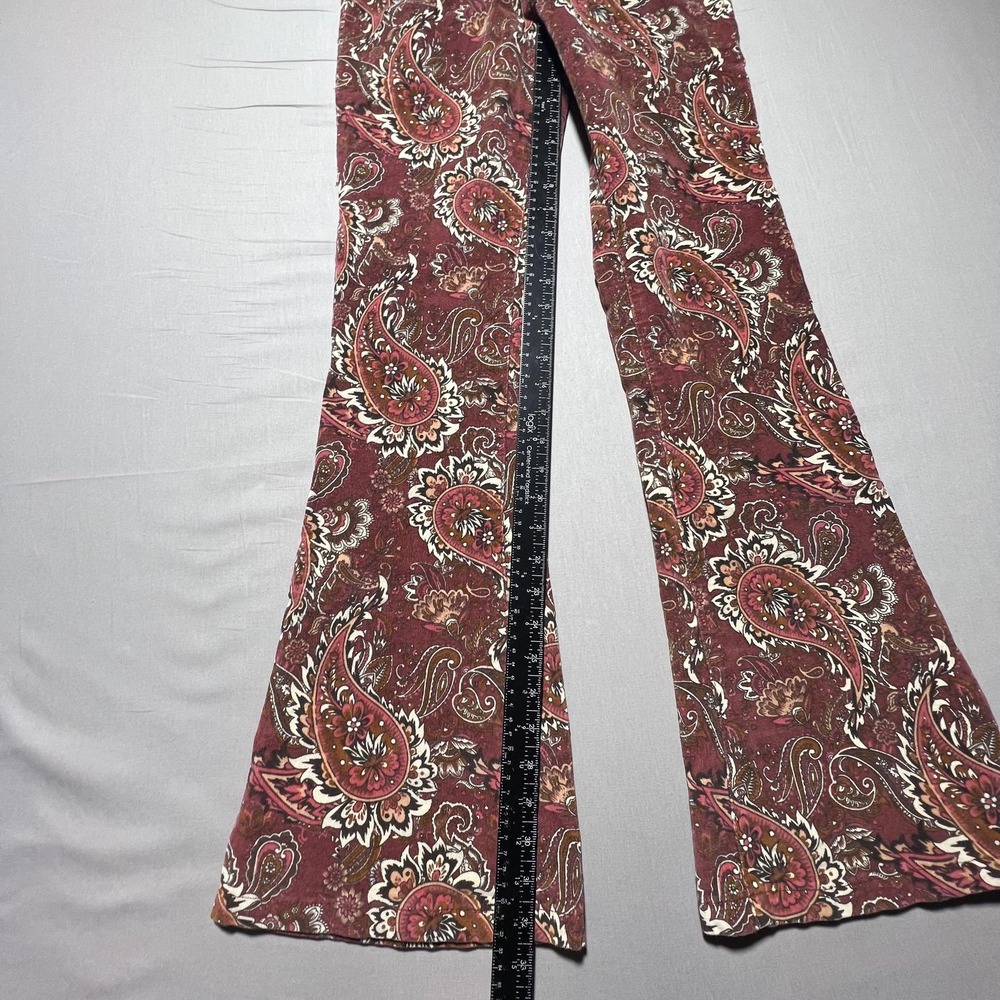 Sterling & Stitch Flare‎ Pants Womens 27x32.5 Brown Paisley Corduroy Boho Retro - Picture 14 of 16